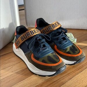 Burberry Men's Orange and Black Sneakers